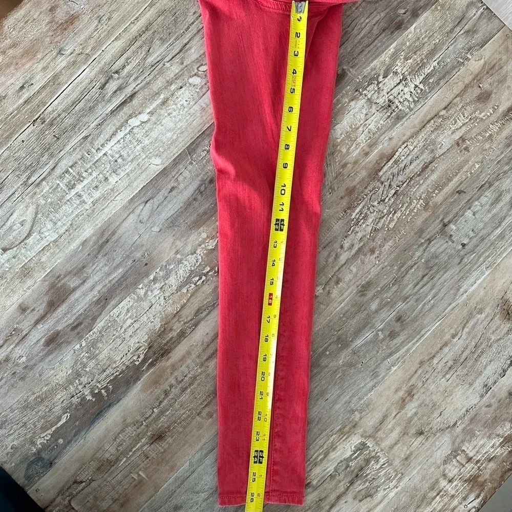 Tory Burch Skinny Pants Orange With Subtle Design SZ 4 Designer 1% Lycra Casual